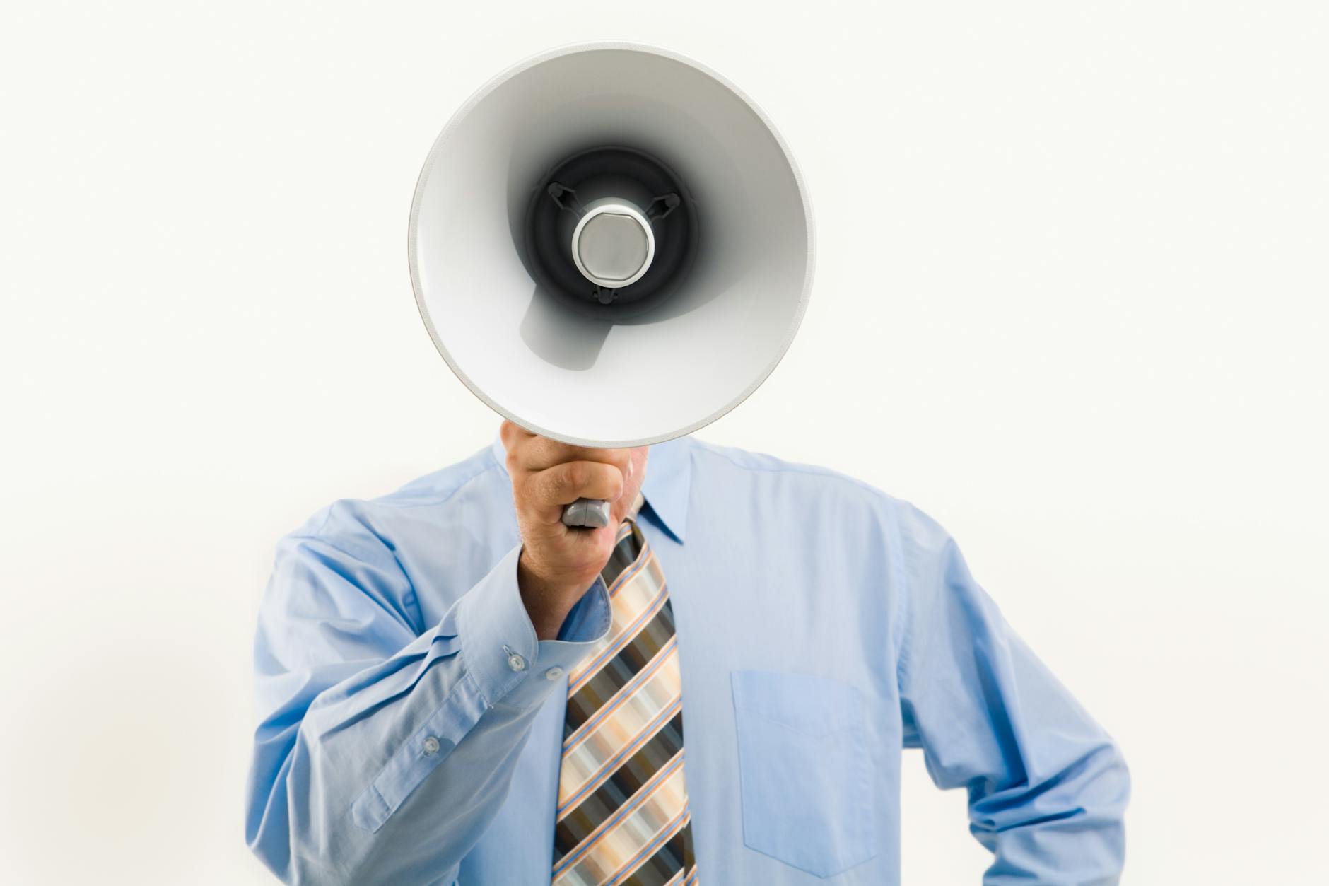 man holding a megaphone