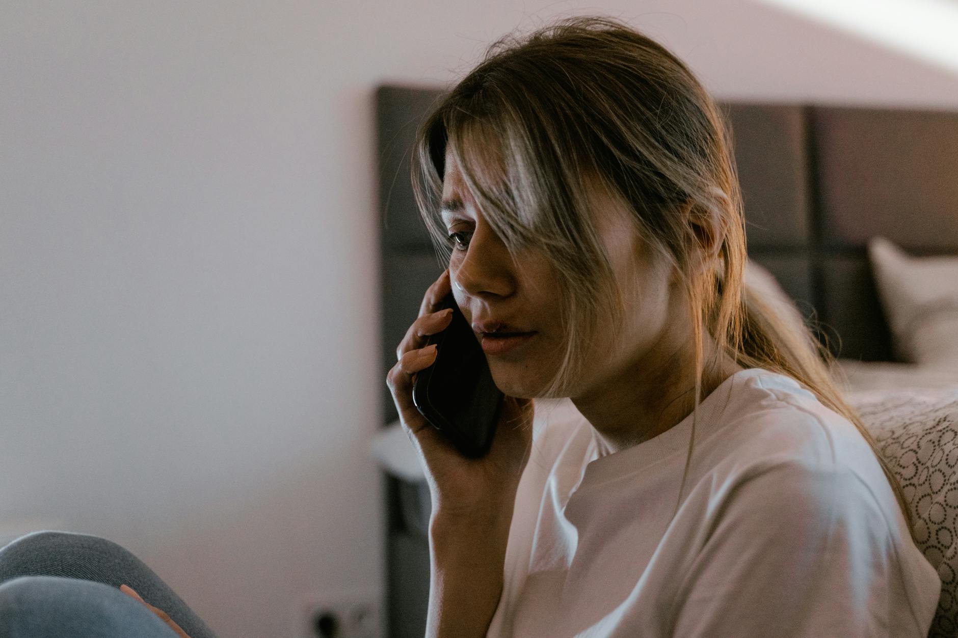 close up shot of a woman having a phone call