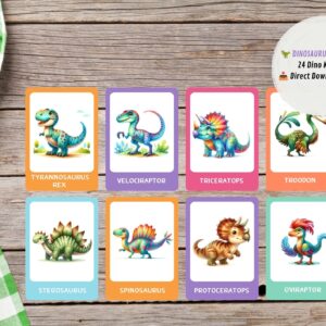 Dinosaurus Flashcards voor Kinderen (PDF) | 24 Educatieve Dino Kaarten
