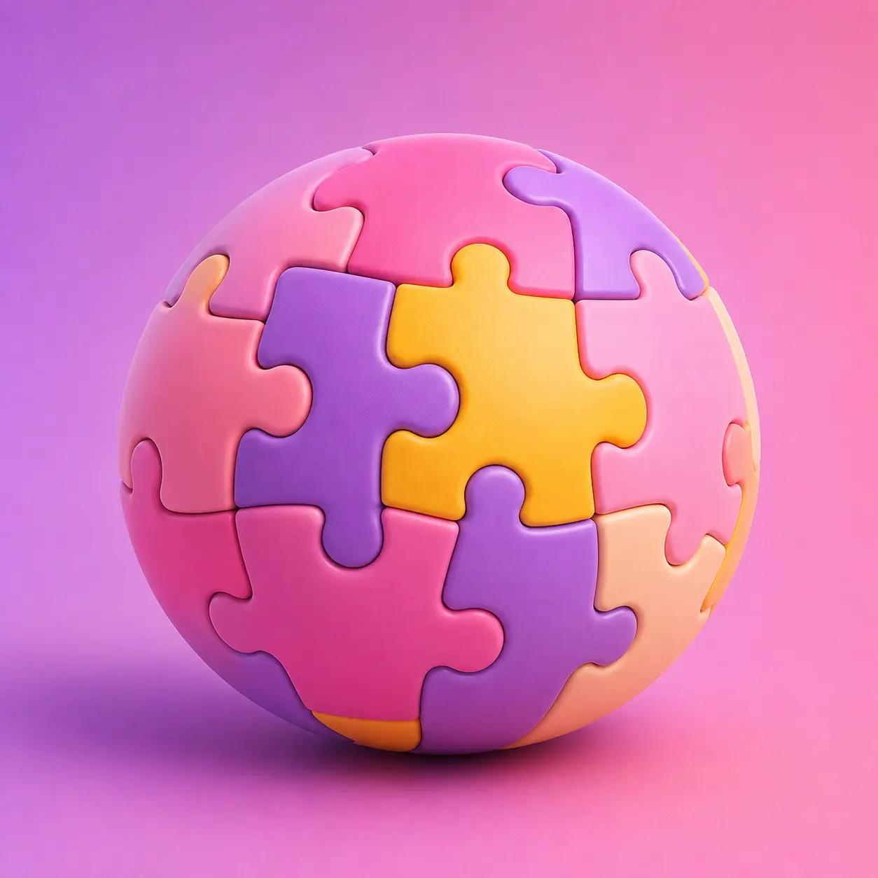 Kleurrijke 3D-puzzelbol van in elkaar passende puzzelstukken – categorie Puzzels